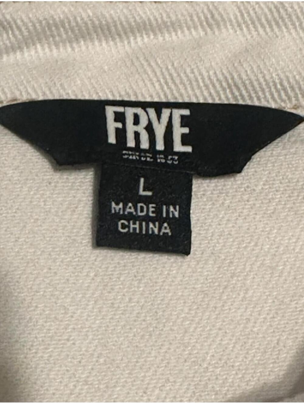 FRYE Bone Denim Dress with Button Front and Cinch Waist, L - Picture 3 of 3